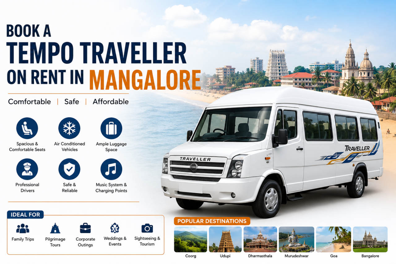 Book a Tempo Traveller on Rent in Mangalore - Tempo Traveller Mangalore